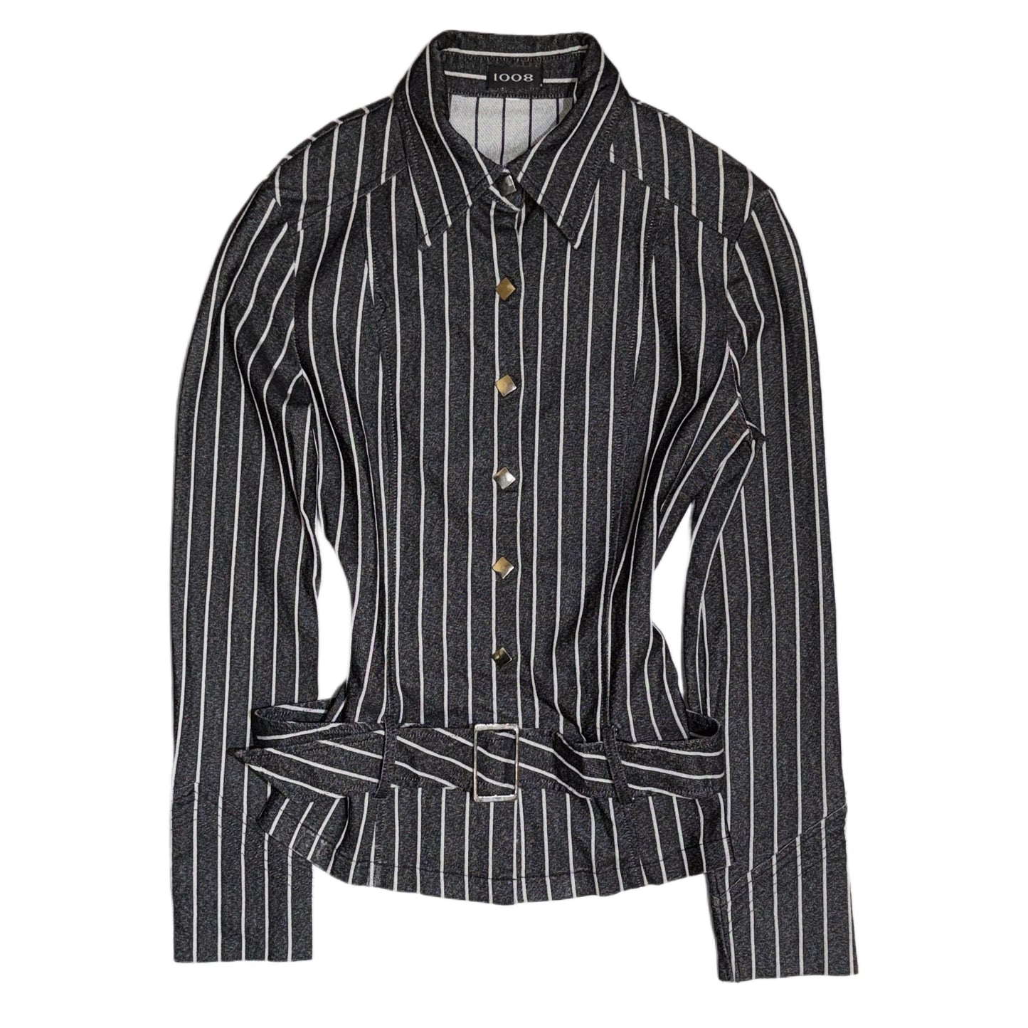 Black stripes shirt with belt
