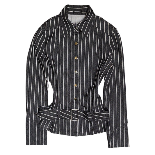 Black stripes shirt with belt