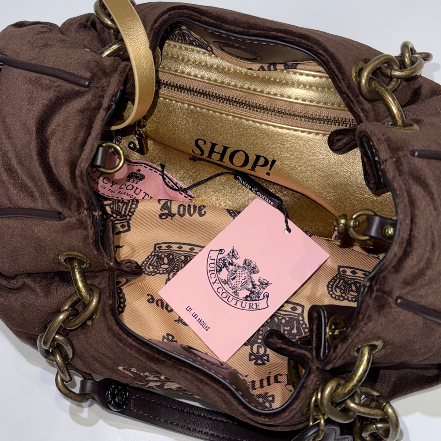 Juicy Couture brown shoulder bag with keychain