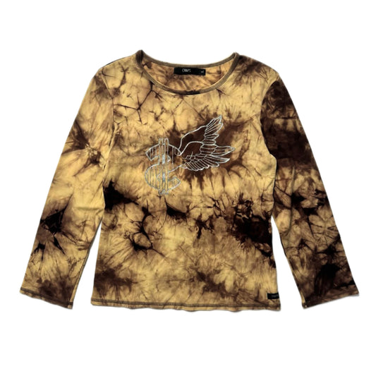 chaps brown tie dye long sleeve