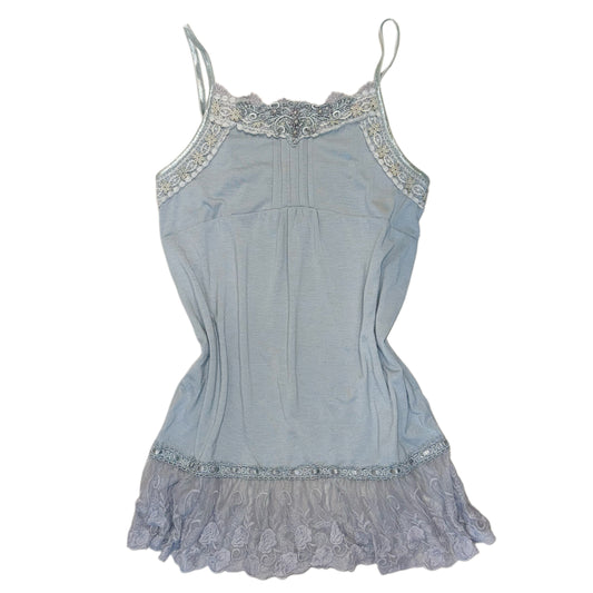 Axes baby blue embroidered lace tank