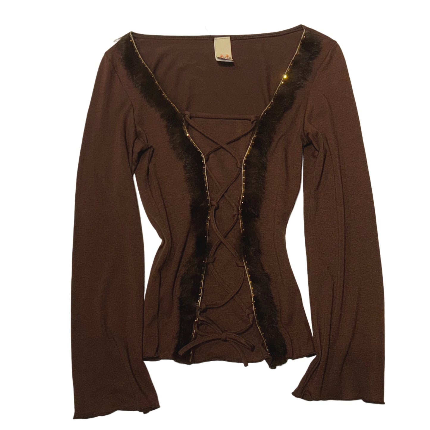 Brown fur trim long sleeve
