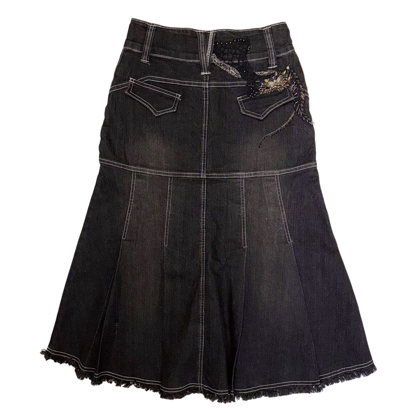 Embroidered denim skirt