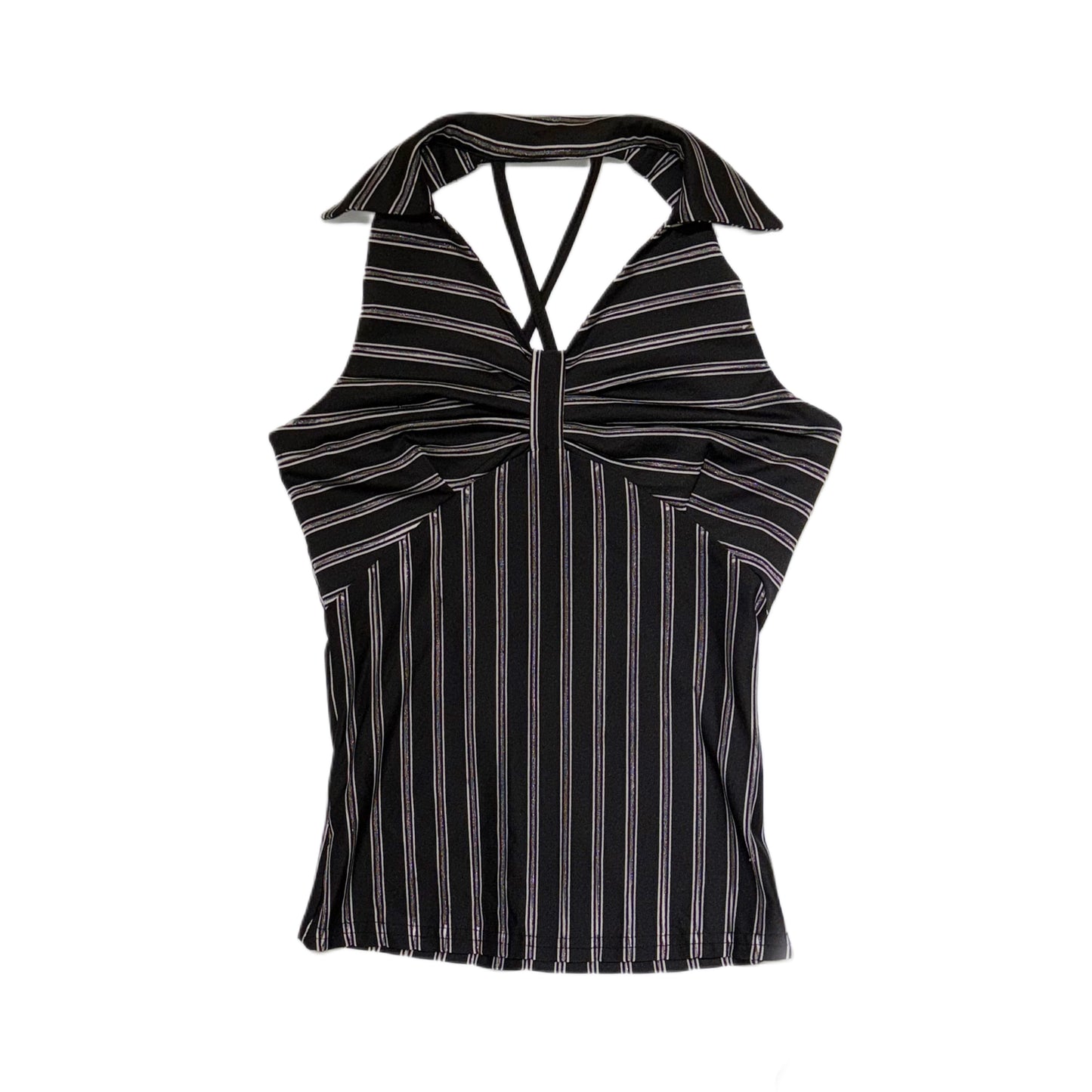 Glittering striped backless top