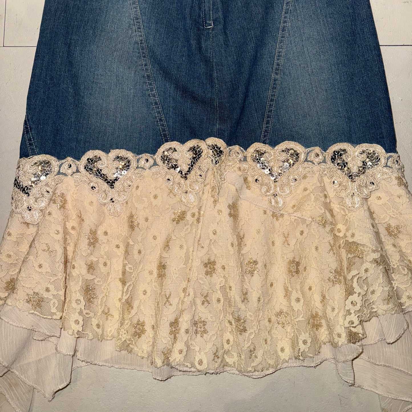 Denim lace skirt