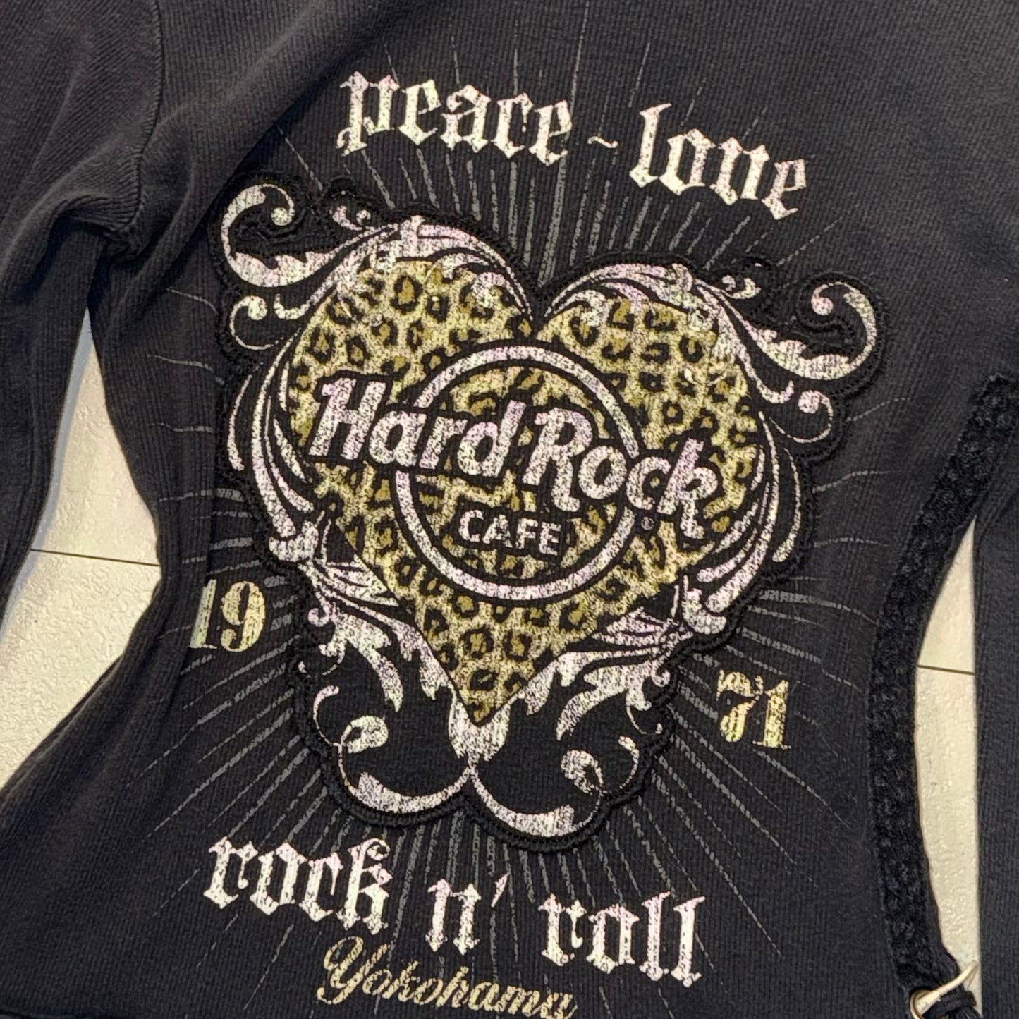 Hard rock leopard logo lace zip hoodie