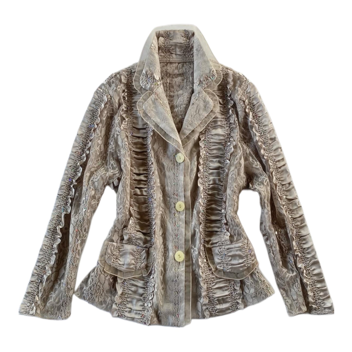 Brown lace button up outer