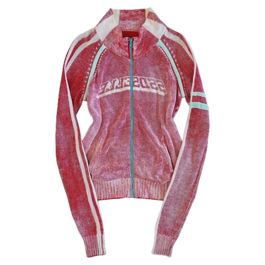 55DSL by Diesel red knitted zip jacket