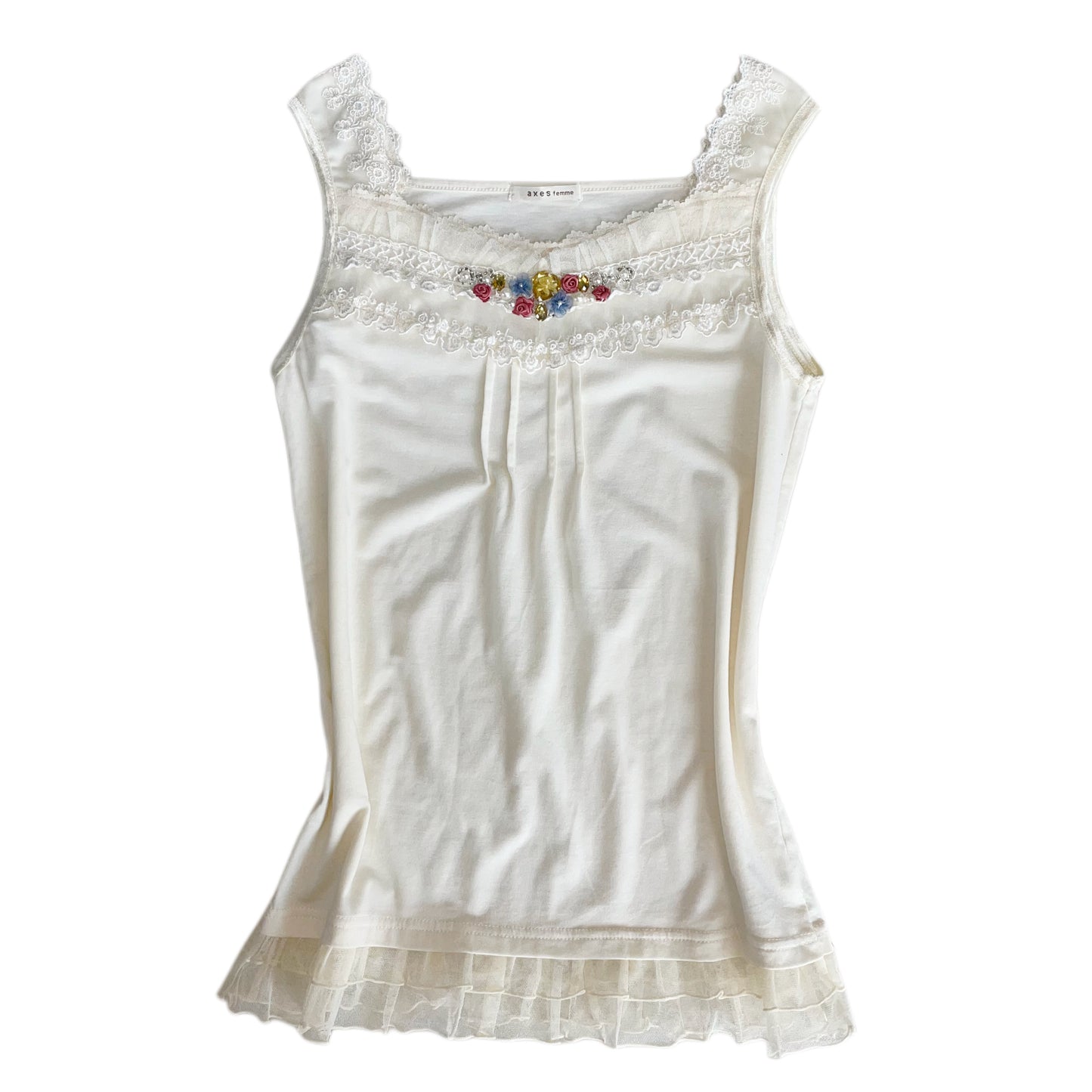 Axes ivory lace rose top