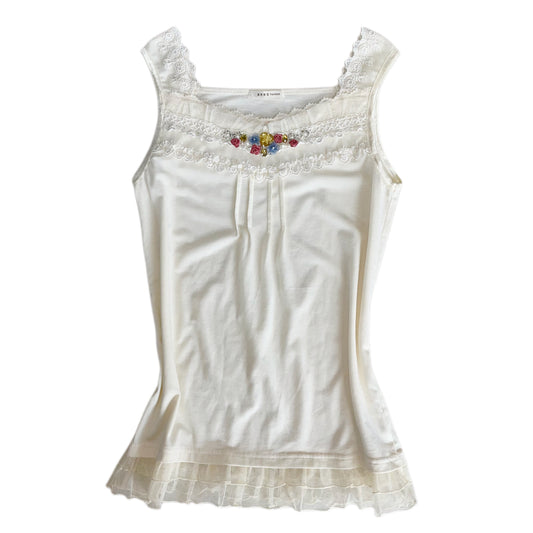Axes ivory lace rose top