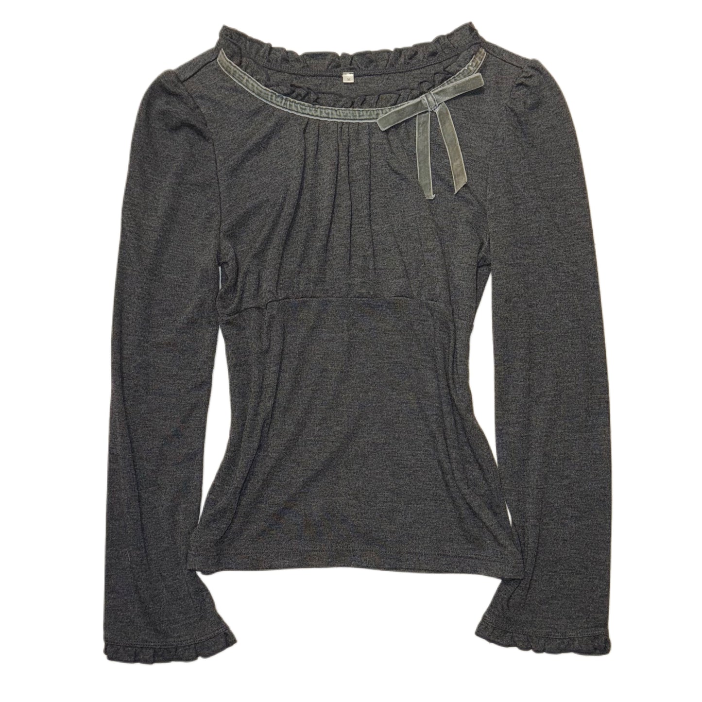 Grey long sleeve with navy polka dot top set