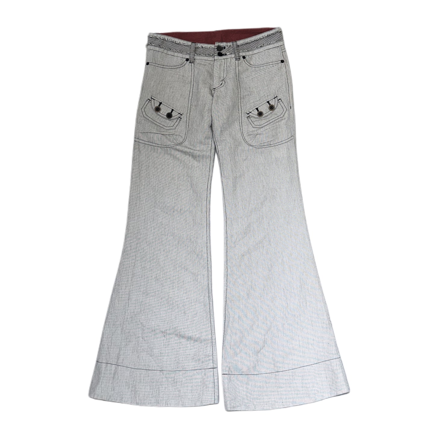 Grey linen wide-leg pants