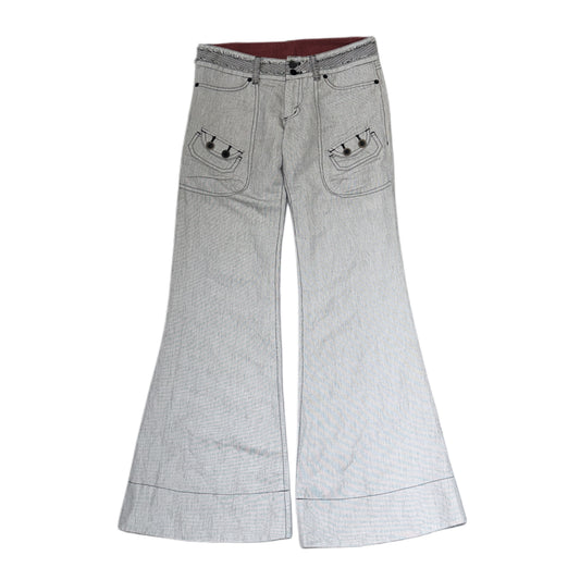 Grey linen wide-leg pants