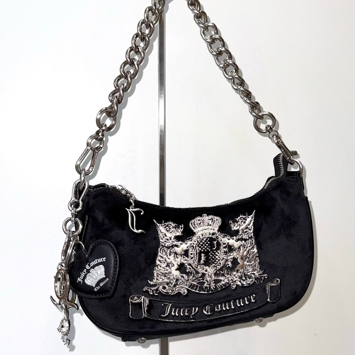 Juicy Couture chain shoulder bag with heart and rabbit keychain
