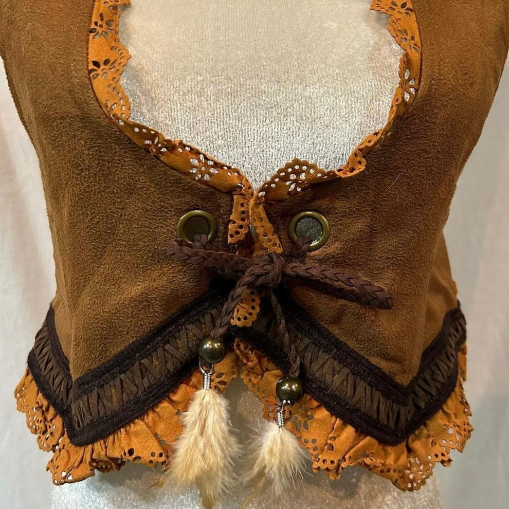 Tralala Brown suede lace vest