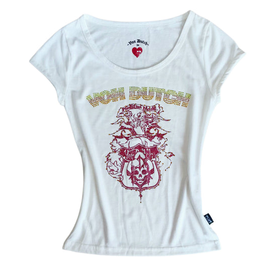 Von Dutch rhinestones white tee