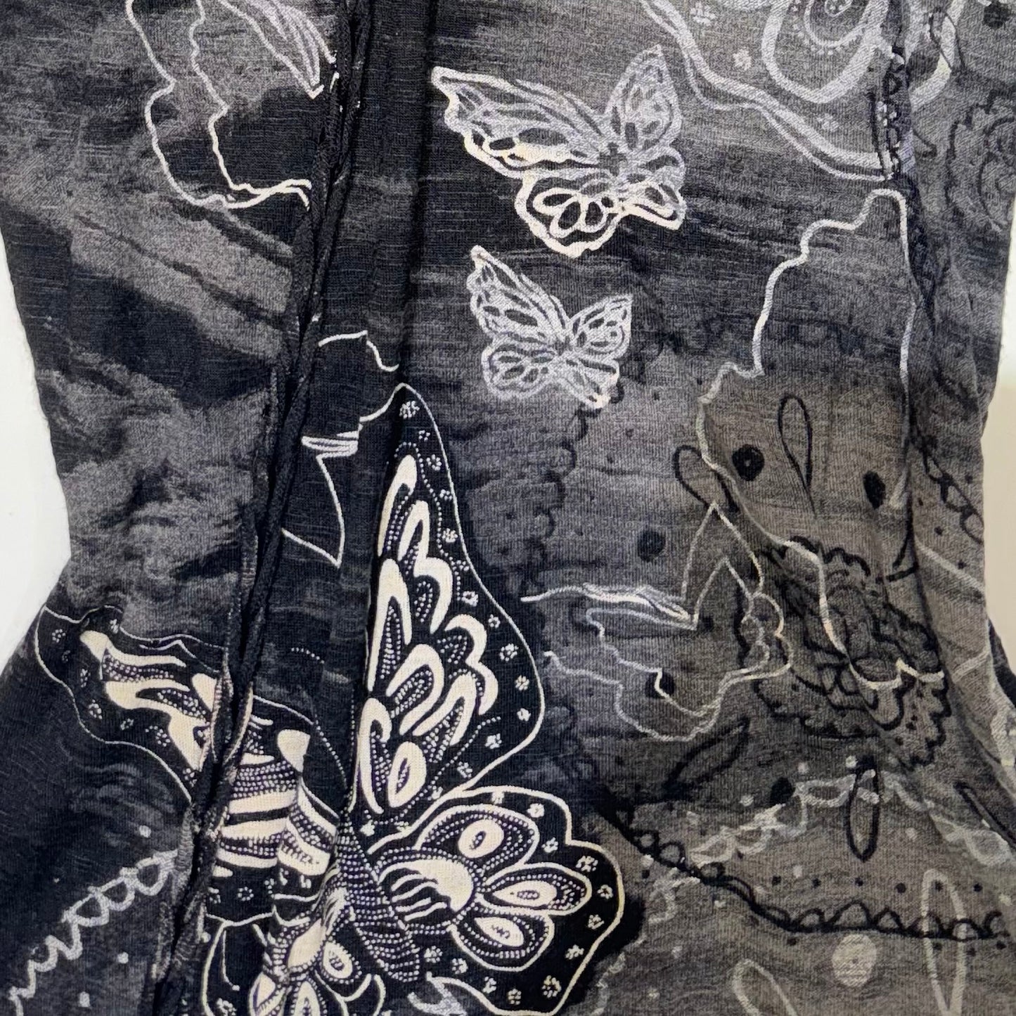 Desigual butterfly distressed long sleeve with asymmetrical hem