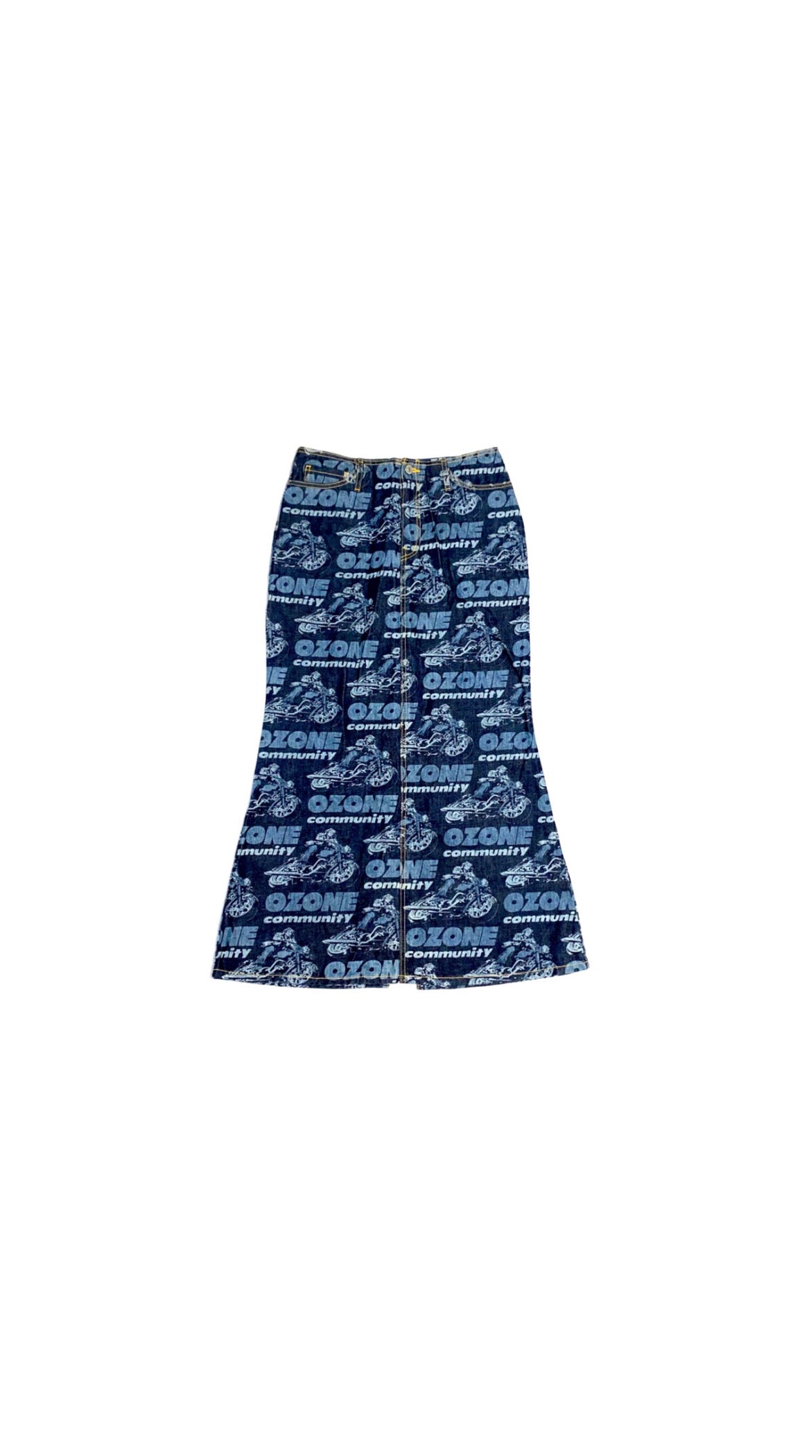 80s ozone community denim mermaid skirt