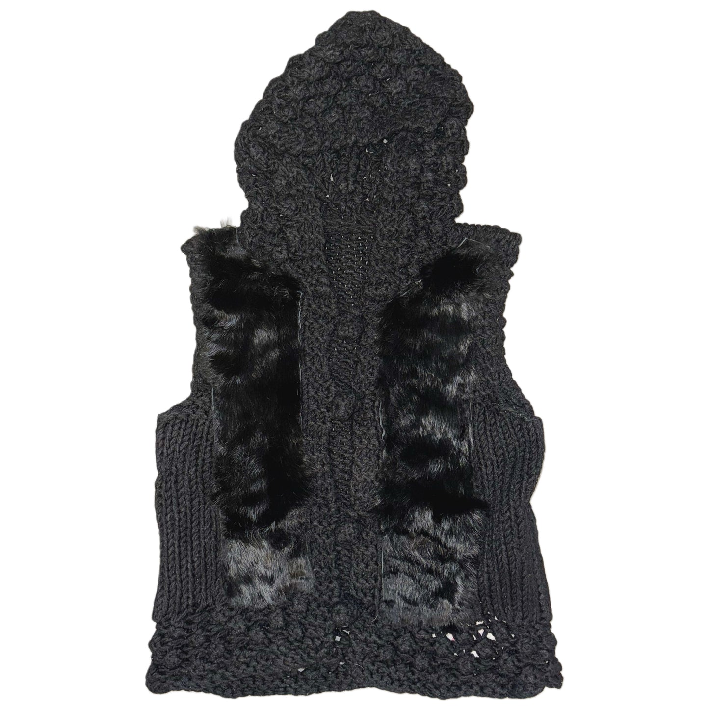 Black furry knit vest