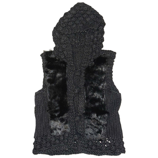 Black furry knit vest