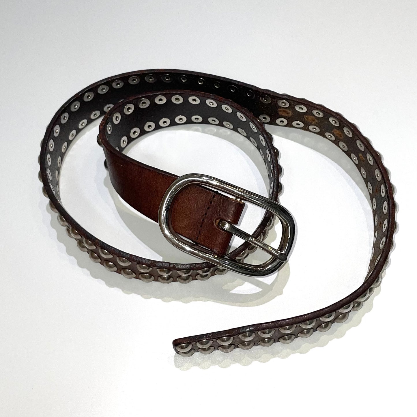 Brown rivets leather belt
