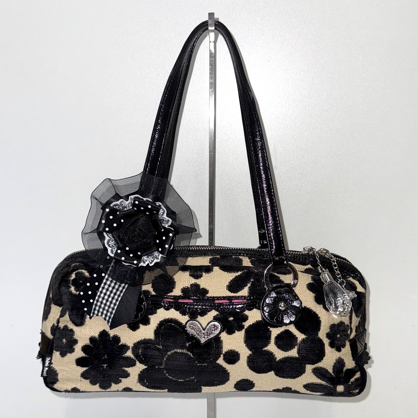 Think Bee black floral shoulder bag