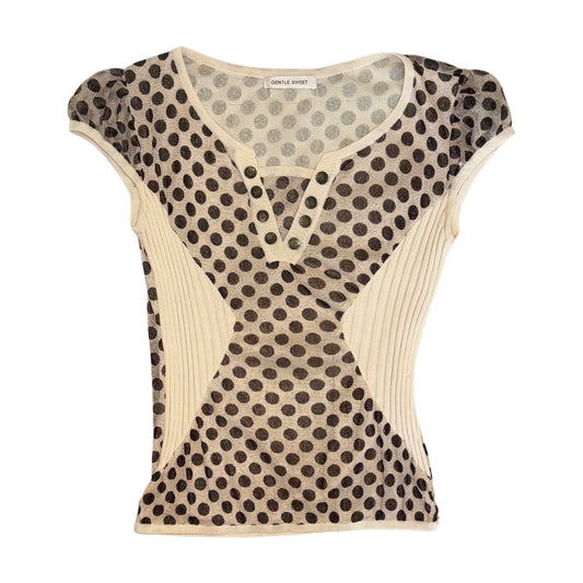 Cream polka dot top