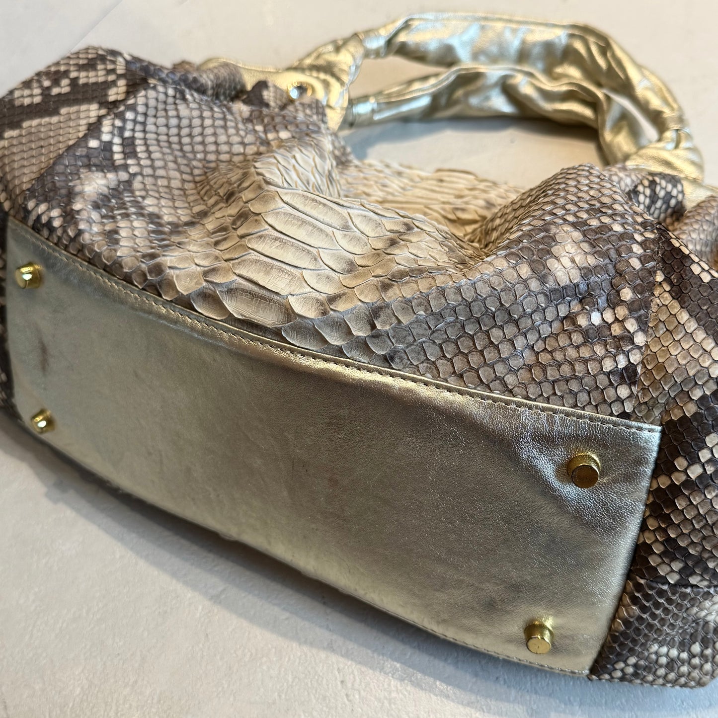 Snakeskin golden shoulder bag/ crossbody bag