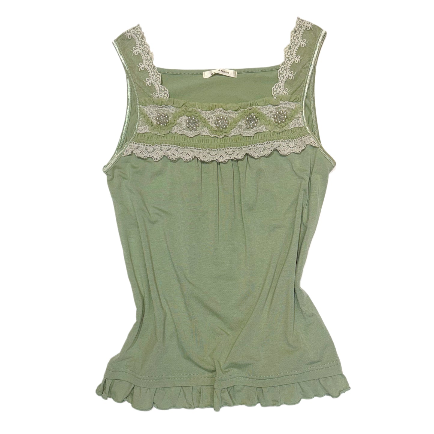 Axes mint embroidered lace top