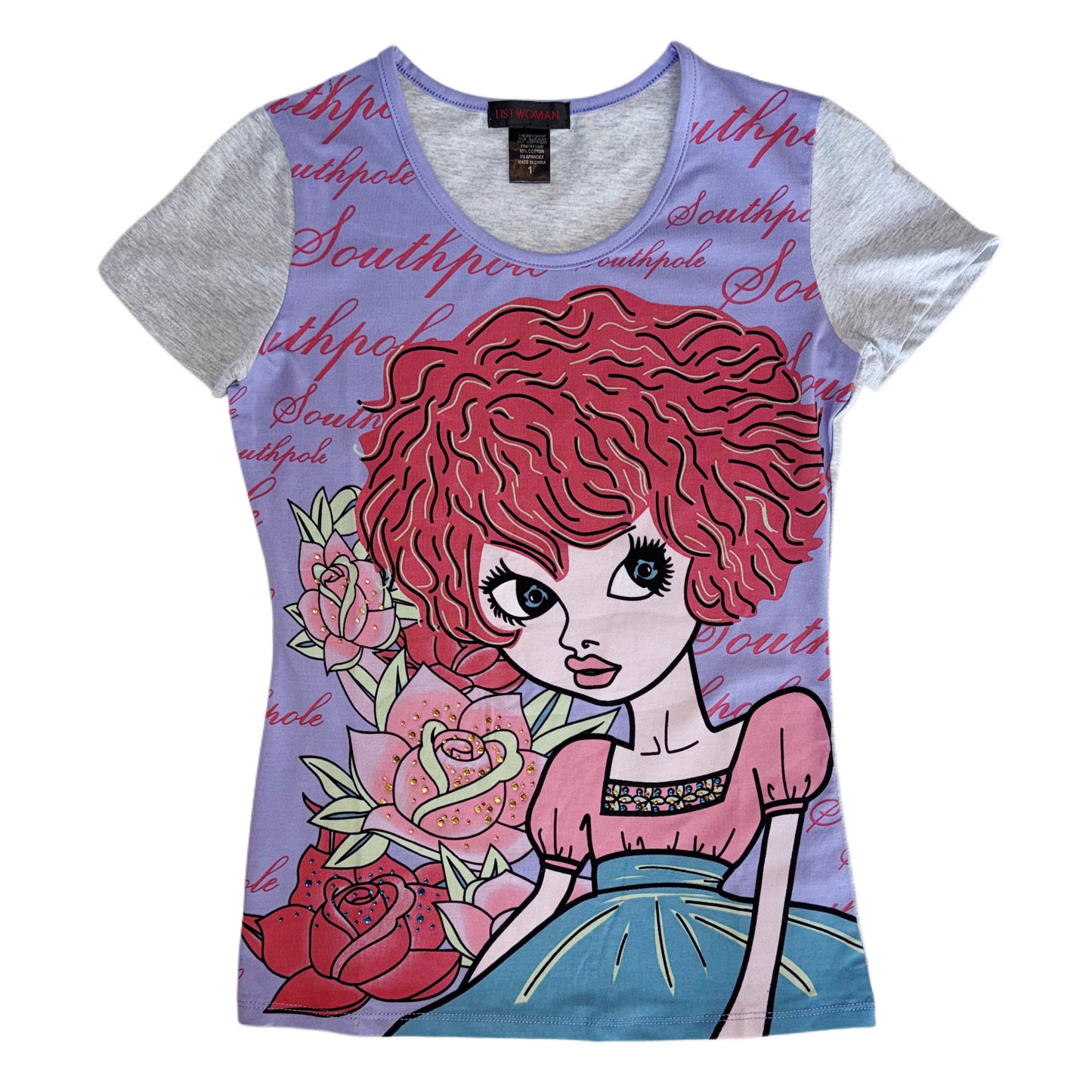 Purple grey portrait top