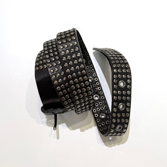 Black rivets leather belt