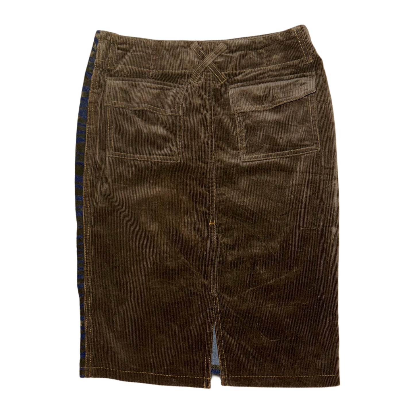 Brown navy zebra corduroy skirt