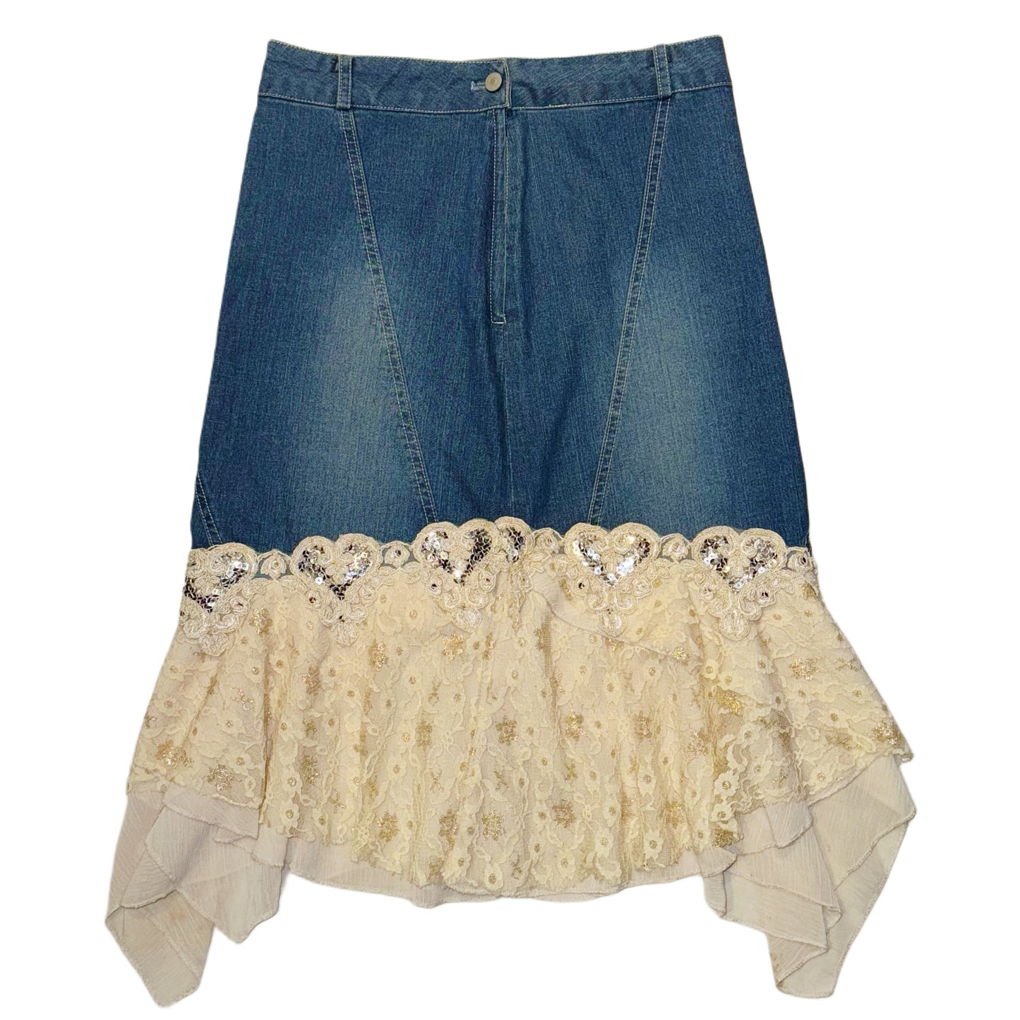 Denim lace skirt
