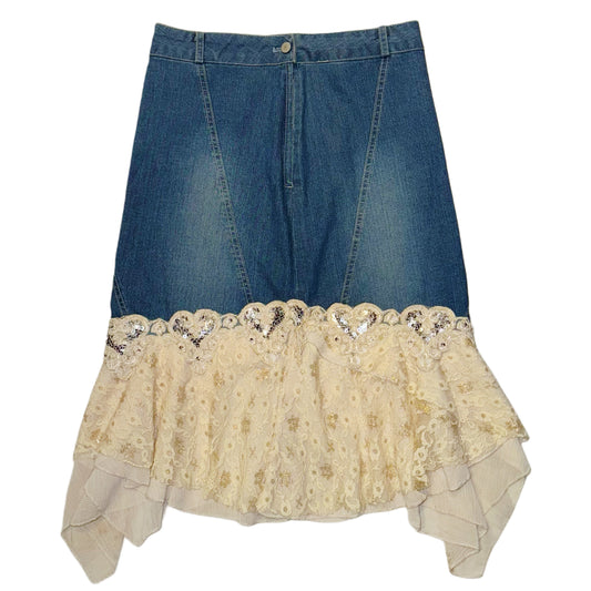 Denim lace skirt