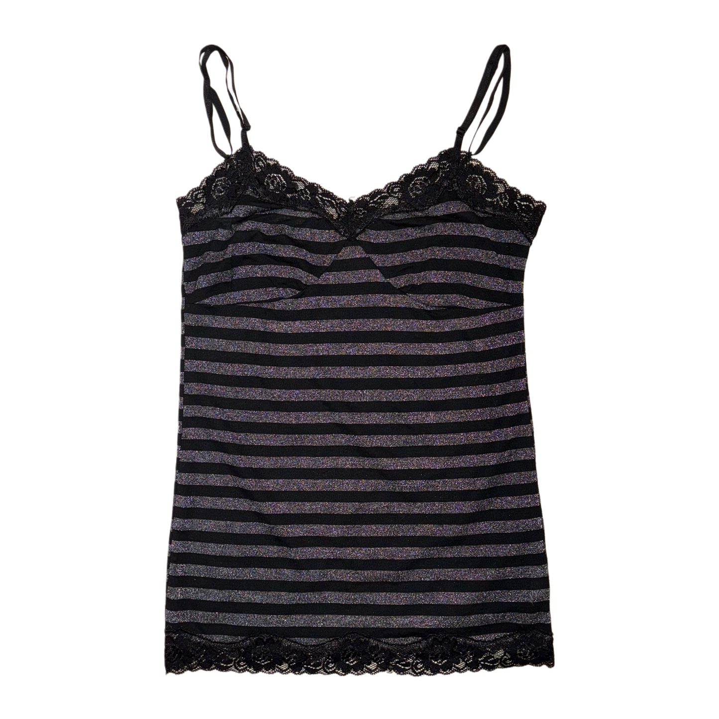 Glittering striped lace tank