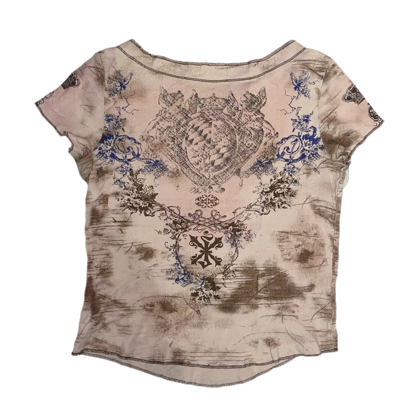 "To the Angel"Rhinestone Beige top