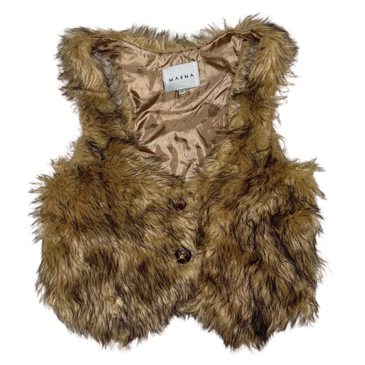 Brown furry buttons vest