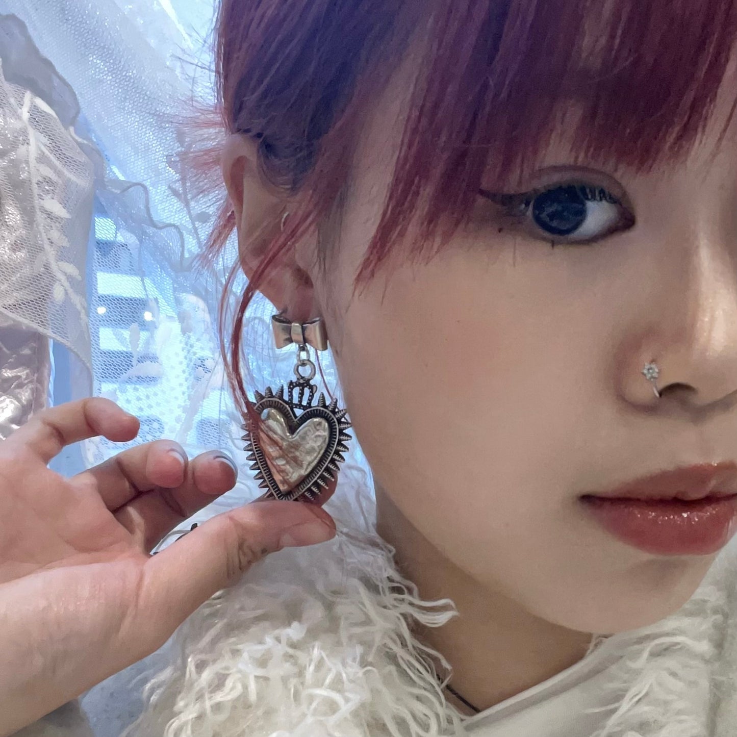 Ribbon heart earrings