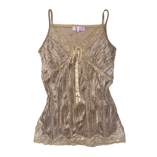 Acide embroidered beige velvet tank
