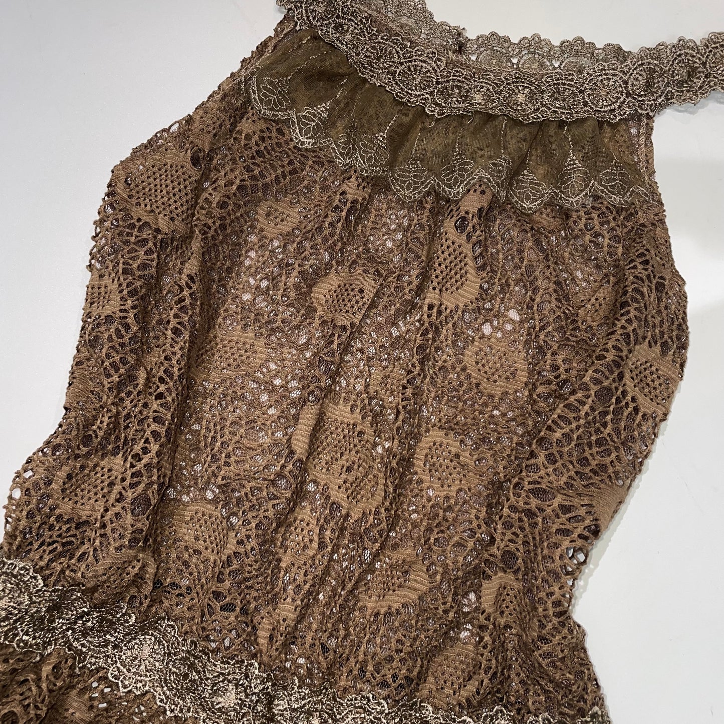 Brown lace mesh top