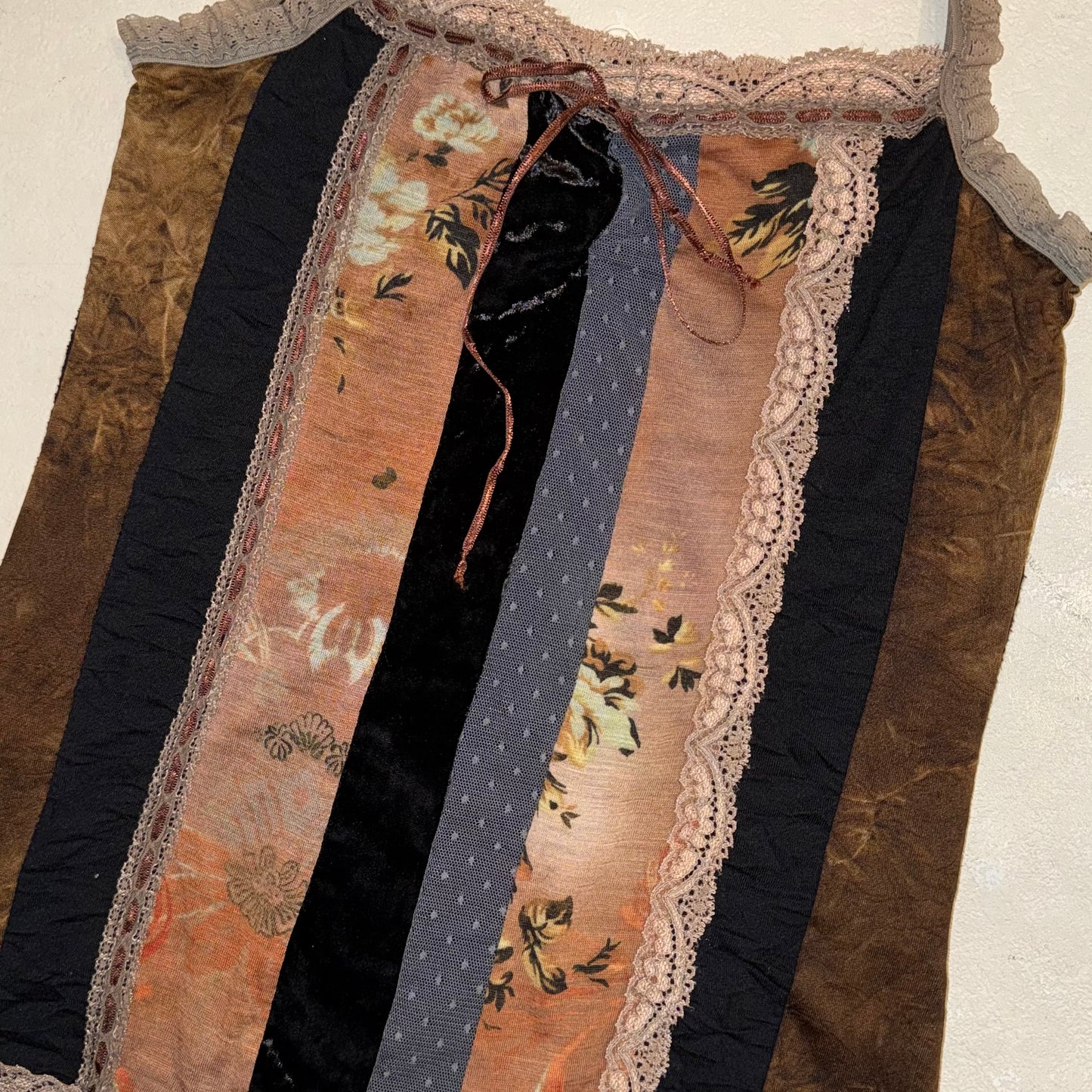 Brown patchwork lace cami