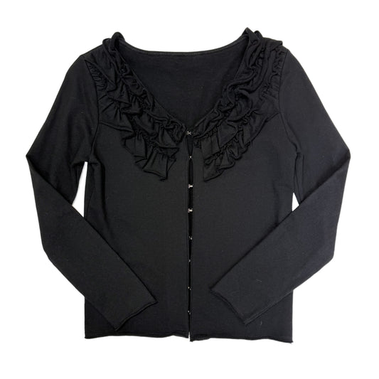 Black ruffle hook and eye outer
