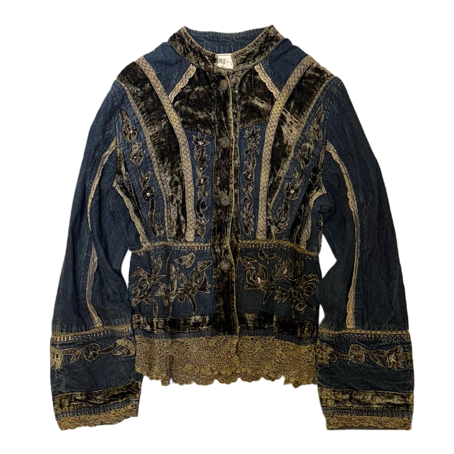Denim brown velvet lace jacket