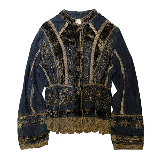 Denim brown velvet lace jacket