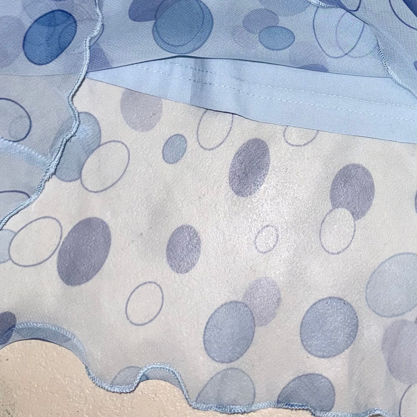 Blue polka dot mesh skirt