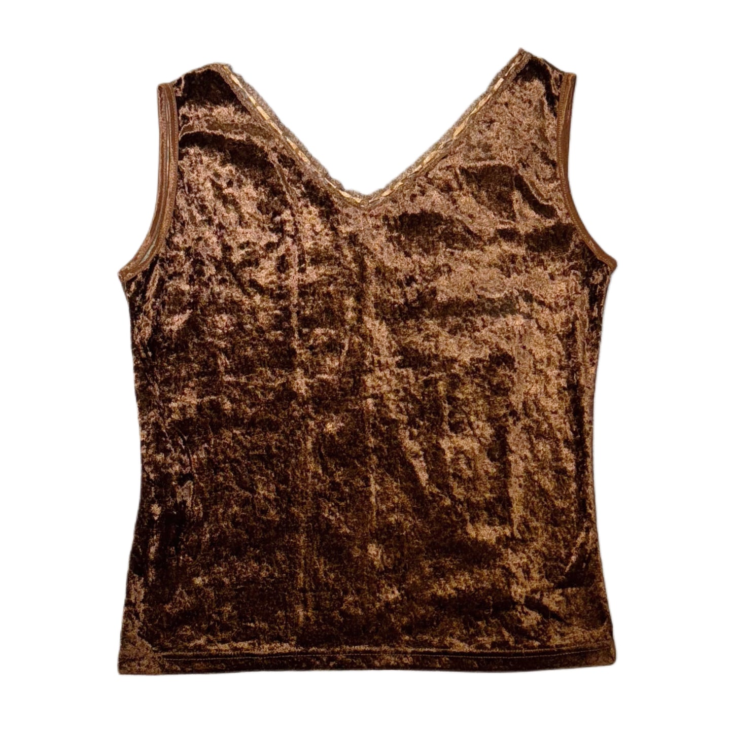 Brown floral velvet lace patchwork top