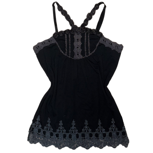 Axes black rose lace tank