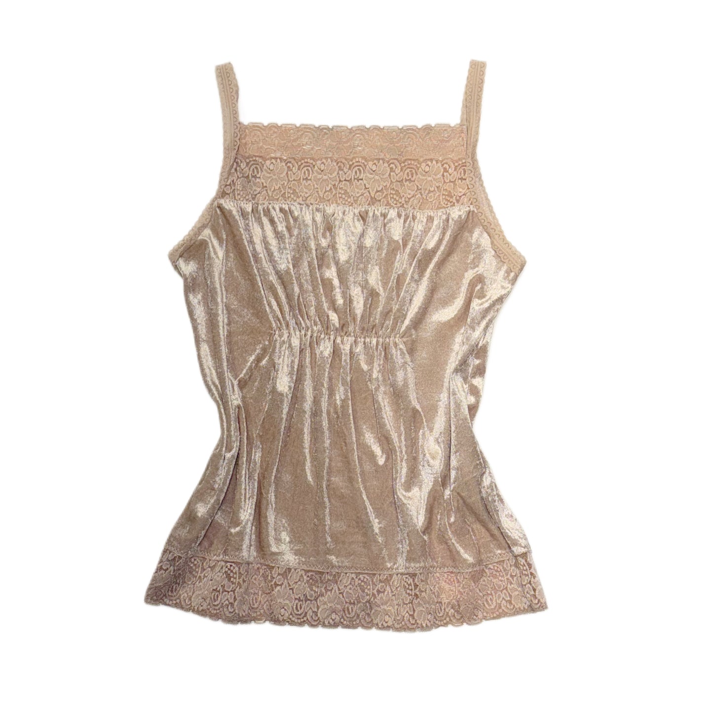 Baby pink velvet lace tank