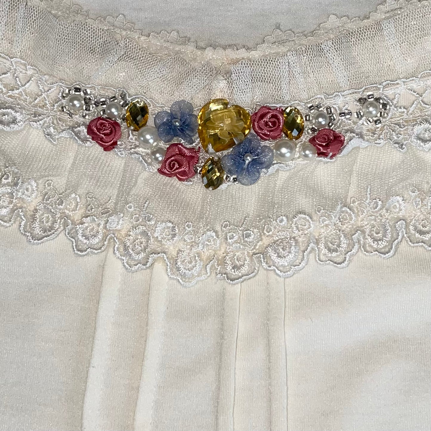 Axes ivory lace rose top