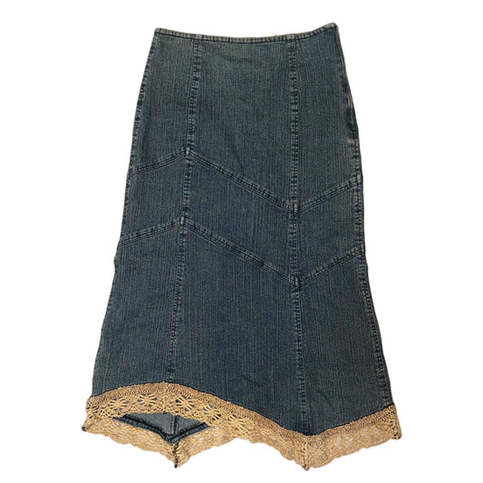 Denim lace trim mermaid skirt